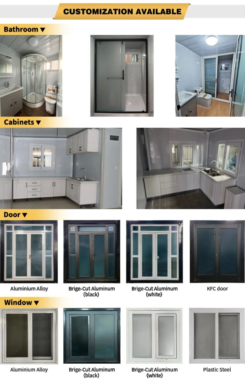 Casa Contêiner Dobrável Expansível Modular Pré-fabricada Pronta de 20 e 40 Pés com Cozinha e Banheiro