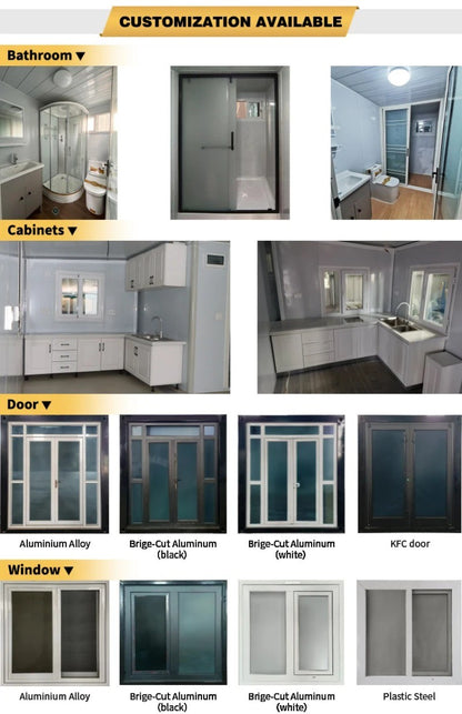 Casa Contêiner Dobrável Expansível Modular Pré-fabricada Pronta de 20 e 40 Pés com Cozinha e Banheiro