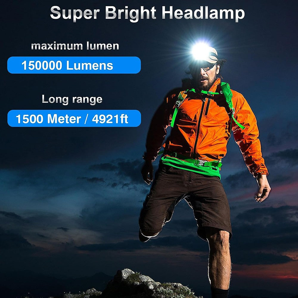 2025 New Super Powerful Headlamp 800W LED IR Sensor Headlight Rechargeable Head Flashlight 5000 Meter Head Lamp Fishing Lantern