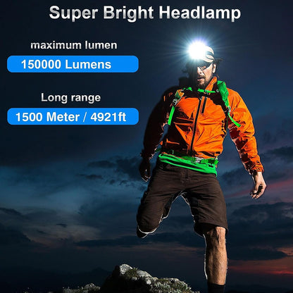 2025 New Super Powerful Headlamp 800W LED IR Sensor Headlight Rechargeable Head Flashlight 5000 Meter Head Lamp Fishing Lantern