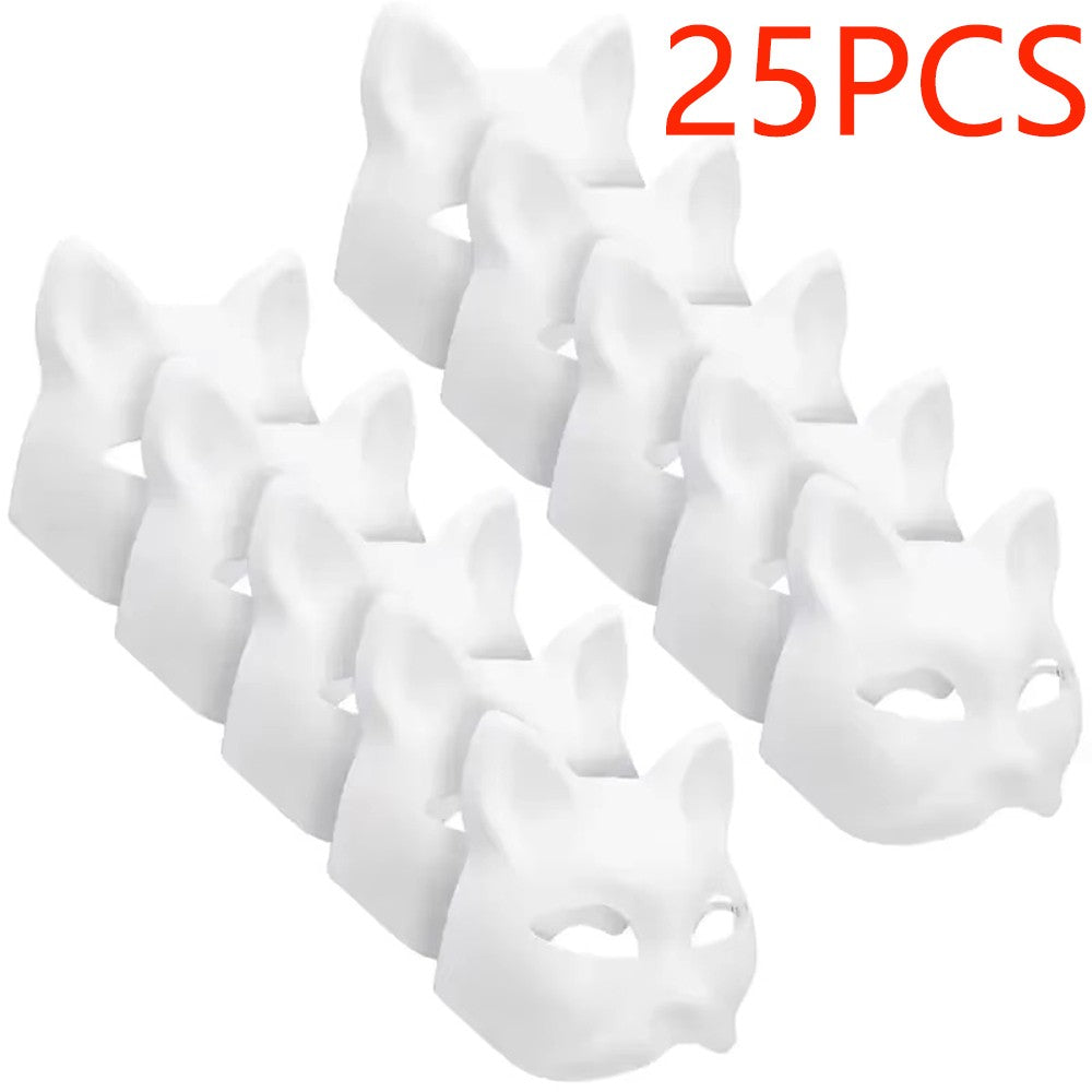 5-50Pcs Cat Fox Mask Halloween Blank Mask Costume for Adults for Holiday Party Role playing accessories