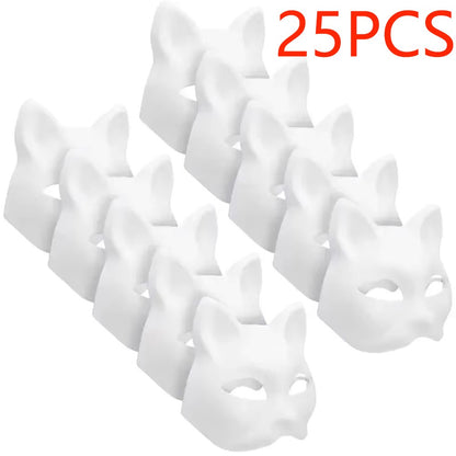 5-50Pcs Cat Fox Mask Halloween Blank Mask Costume for Adults for Holiday Party Role playing accessories
