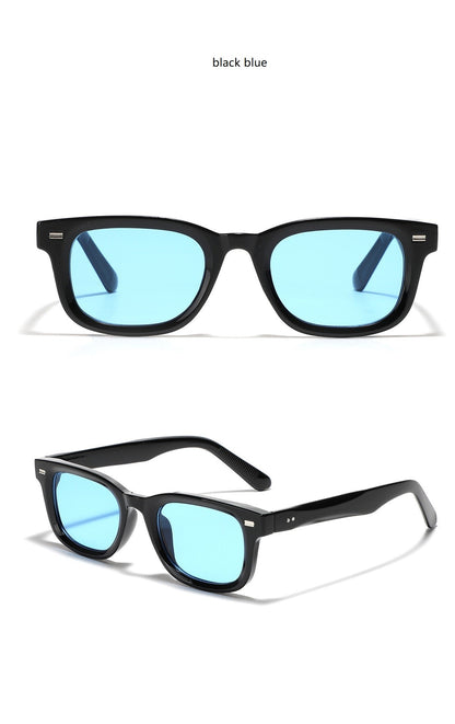 Óculos de sol retrô pequenos quadrados femininos e masculinos com rebites, lentes laranja, moda, óculos de sol de luxo, UV400, marca Oculus, óculos femininos Gafas