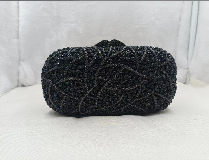 XIYUAN Women Burgundy Stones Evening Bags Crystal Clutch Wedding Party Rhinestone Handbags Bridal Floral Minaudiere Purses Green