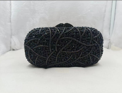 XIYUAN Women Burgundy Stones Evening Bags Crystal Clutch Wedding Party Rhinestone Handbags Bridal Floral Minaudiere Purses Green