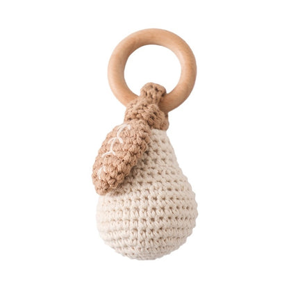 Baby Crochet Lemon Rattle Toys Wooden Bracelet Fruit Musical Rattle Teether Toys Handbell Newborn Soothing Oral Nursing Bite Toy
