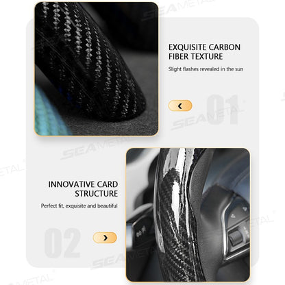 SEAMETAL 2/3Pcs Car Steering Wheel Cover Carbon Fiber Anti-Slip Steer Wheel Protector Cover 38cm Universal Car Protection Cover