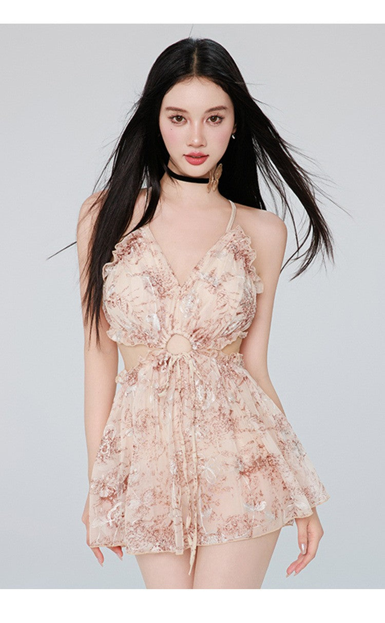 Ladies' One-piece Dress Style, High-end Sexy Backless Fairy-like Beach and Hot Spring Resort Swimsuit Breathable for Women