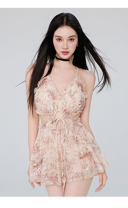 Ladies' One-piece Dress Style, High-end Sexy Backless Fairy-like Beach and Hot Spring Resort Swimsuit Breathable for Women