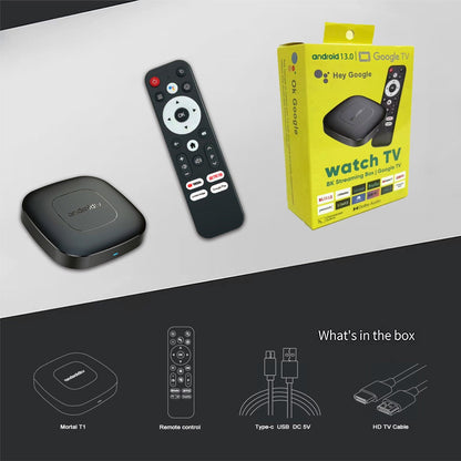 Smart TV Box 8GB 128GB Android 14 ATV Allwinner H313 Google Assistente Vídeo 8K 4k HDR10 Media Player T1 Box de TV Super Rápido