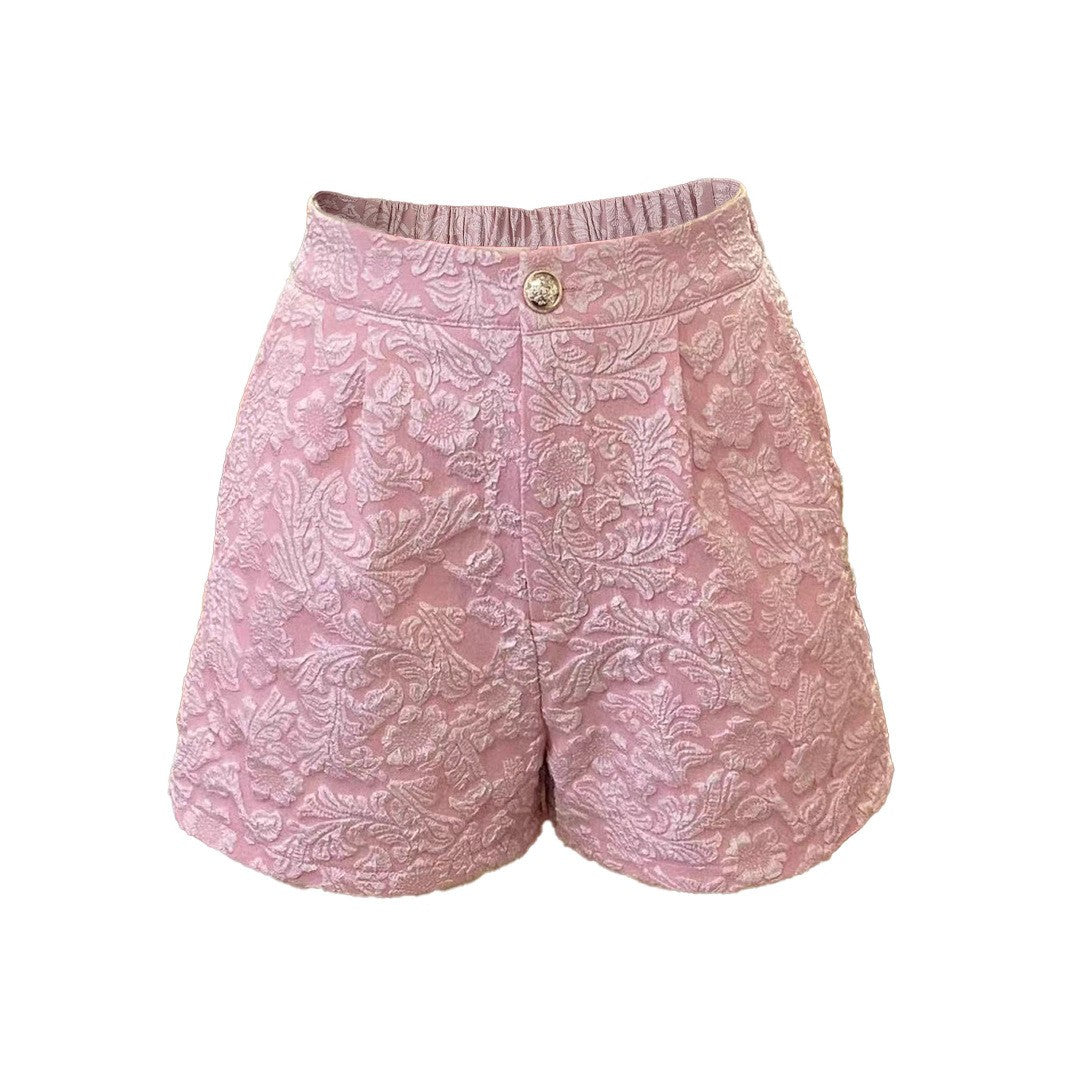 Summer New Women's FashionTextureTearable RetroHighWaist StraightShort Pants for Ladies Cross-Border European And American Style