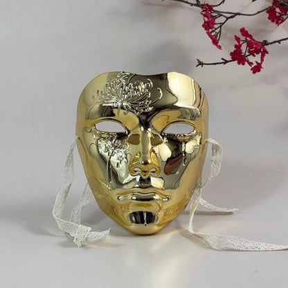 Chinese Style Full Face Adult Cosplay Hand Painted Manjusaka Mask Hanfu Ancient Costume Party Prop Halloween Mask