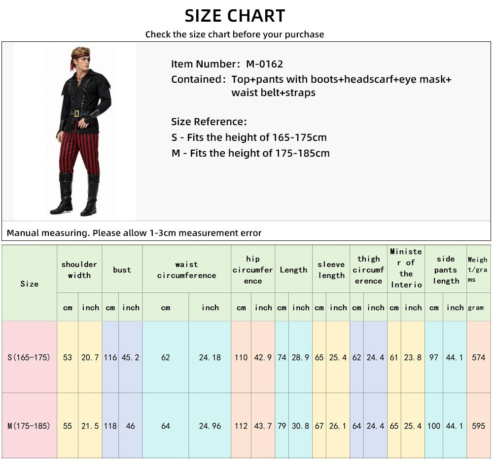 Pirates of the Caribbean cosplay costume Captain Jack Sparrow costume Halloween party performance men's suit