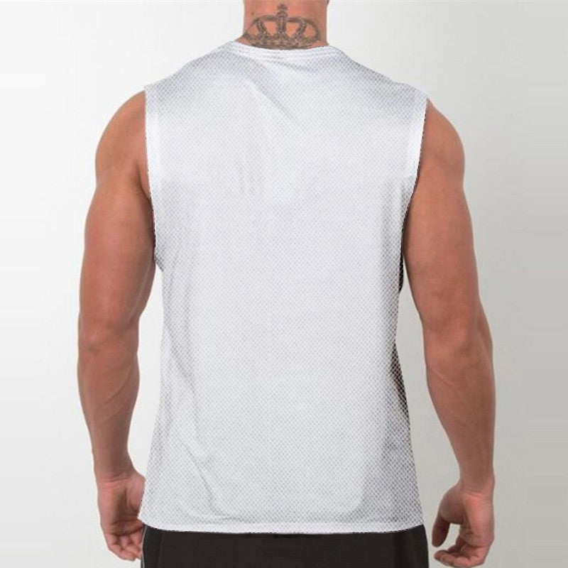 Mens Running Sleeveless Sport Tank Tops Gym Bodybuilding Fitness Workout Muscle Vests Mesh Cool Breathable Quick Dry T-Shirts