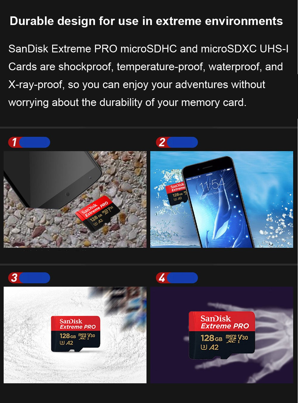SanDisk Extreme PRO Memory Card 512GB Micro SD Card SDXC UHS-I 128GB 256GB 64GB U3 C10 V30 A2 4K TF Flash Card Adapter for DJI