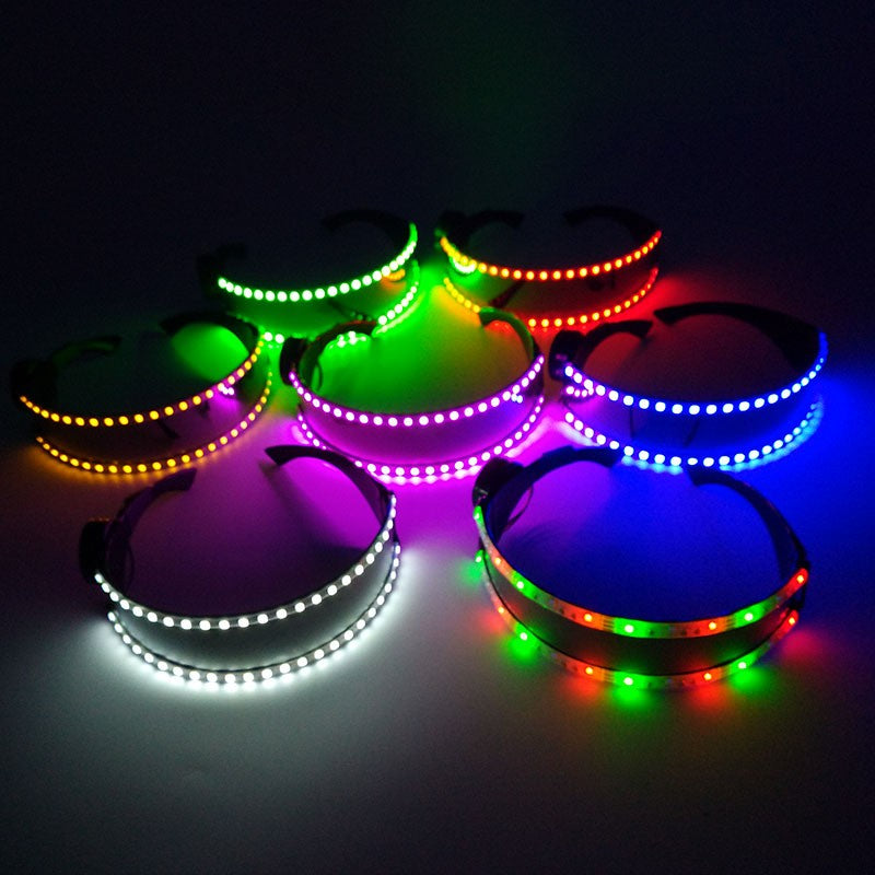 Cyberpunk Futuristic Luminous Glasses Rave Cyber light up Goggles LED glowing visor glasses for EDM music show props