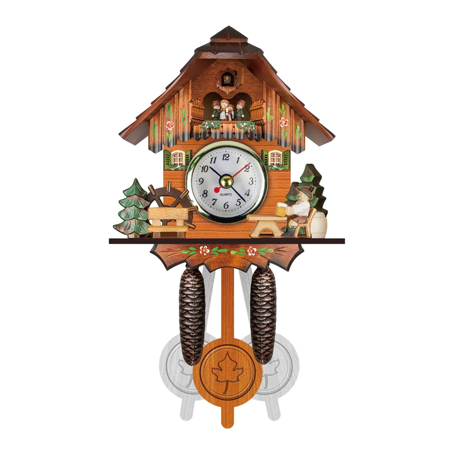 Bird Time Bell Swing Alarm Watch Imitation Wood Style With Easy-to-Read Dials Cuckoo Clock CM012