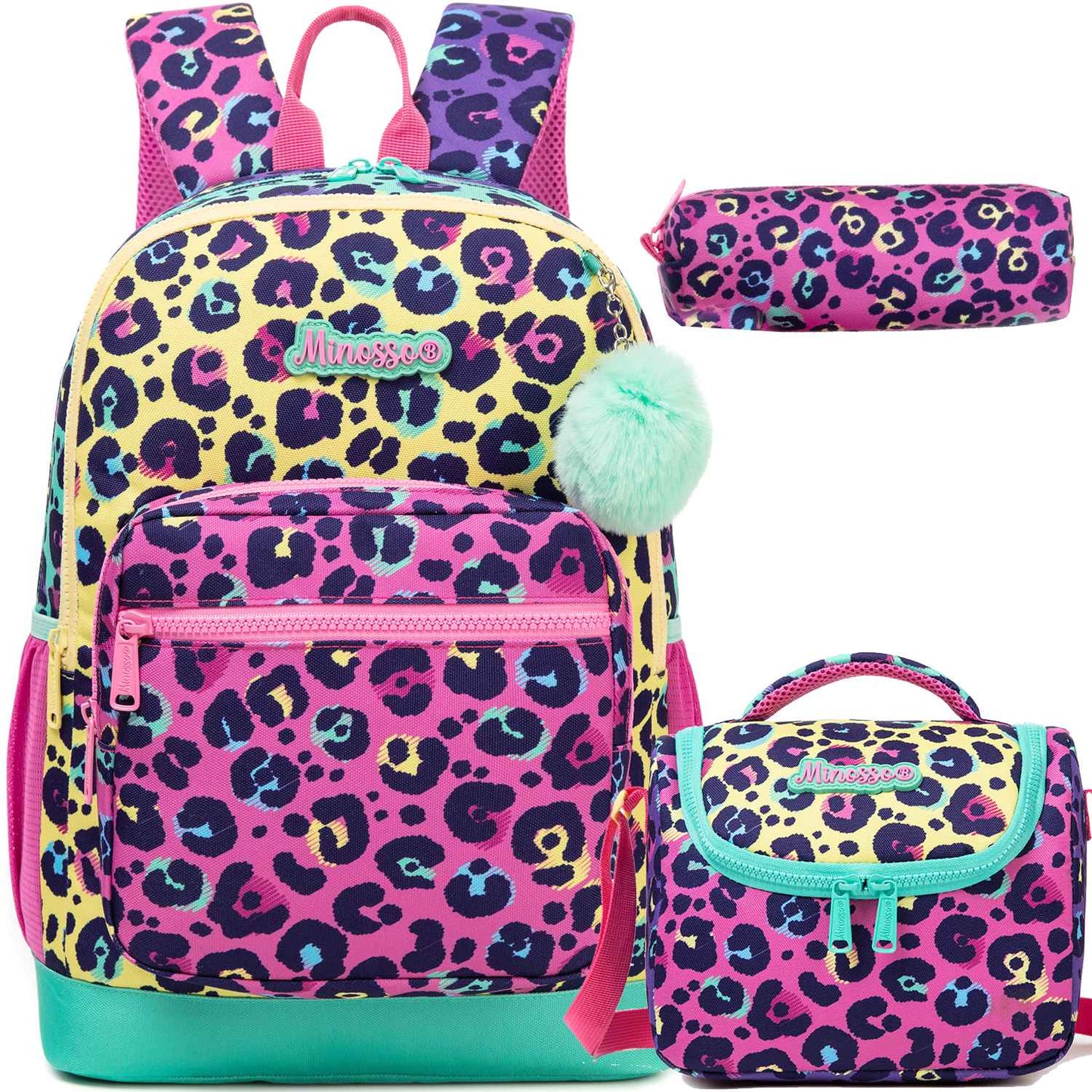Mochila para meninas com lancheira, estojo, conjuntos de bolsas escolares para meninos, 3 peças para estudantes do ensino fundamental e adolescentes