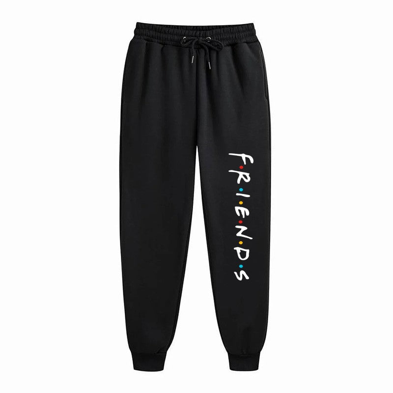 Womens Casual Loose Long Pants Outdoor Fashion Friends Letter Printed Trousers Spring Autumn Winter Fleece Sports Sweatpants
