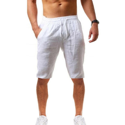 New Men's Cotton Linen Shorts Pants Male Summer Breathable Solid Color Linen Trousers Fitness Streetwear S-5XL