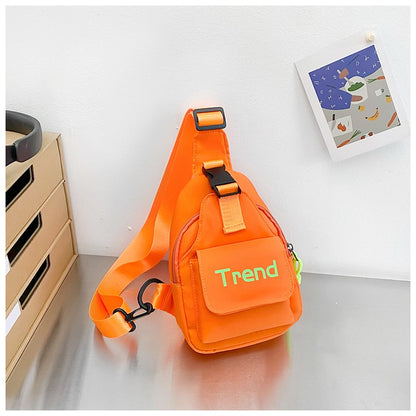 Bolsa de ombro infantil de cor lisa com letras simples, moderna, de nylon, para crianças, bolsa transversal, fofa, casual, para meninos, pochete, bolsa de mão