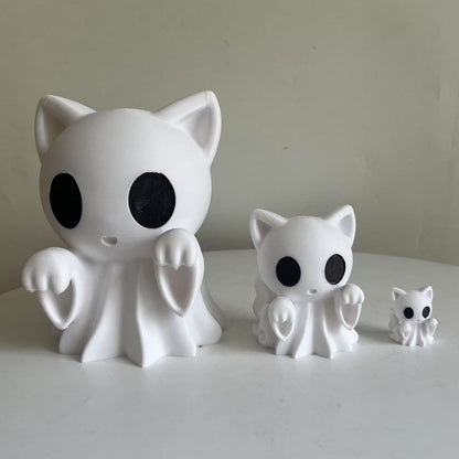 1pcs Halloween ghost cat statue, Cute ghost decorations, interesting Halloween decorations, tabletop ornaments