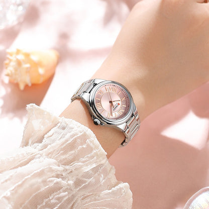 CURREN Romantic Charm Women's Wristwatches Fashion Design Thin Quartz Watch with Luminous Hands Stainless Steel Bracelet