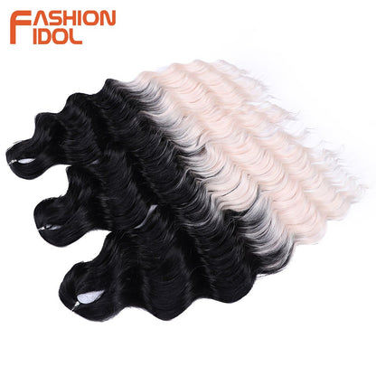 FASHION IDOL Cabelo de Crochê Torção Laranja Extensões de Cabelo Trançado de Onda Profunda Sintética Cabelo Onda de Água 24 Polegadas Fibra Resistente ao Calor