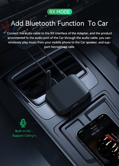 3 IN 1 Bluetooth 5.3 Audio Transmitter Receiver USB U-Disk Play 3.5mm AUX Stereo Music Wireless Adapter For Car PC TV Speaker