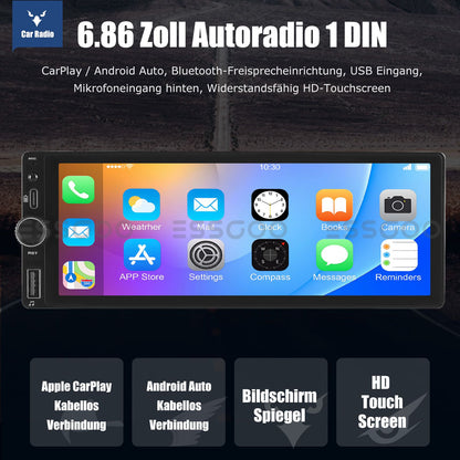 ESSGOO 1Din IPS 6.86 Inch Wireless Carplay Android Auto Car Radio Multimedia Video MP5 Player Touch Screen Universal Stere