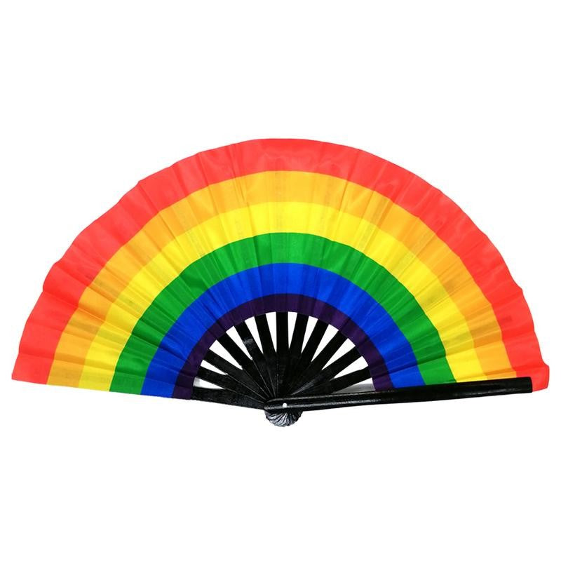 Rainbow Fan Rainbow Rave Hand Fan Rainbow Hand Held Folding Fan Chinese and Japanese Handheld Fan Dancing Fan Fold Hand Fan