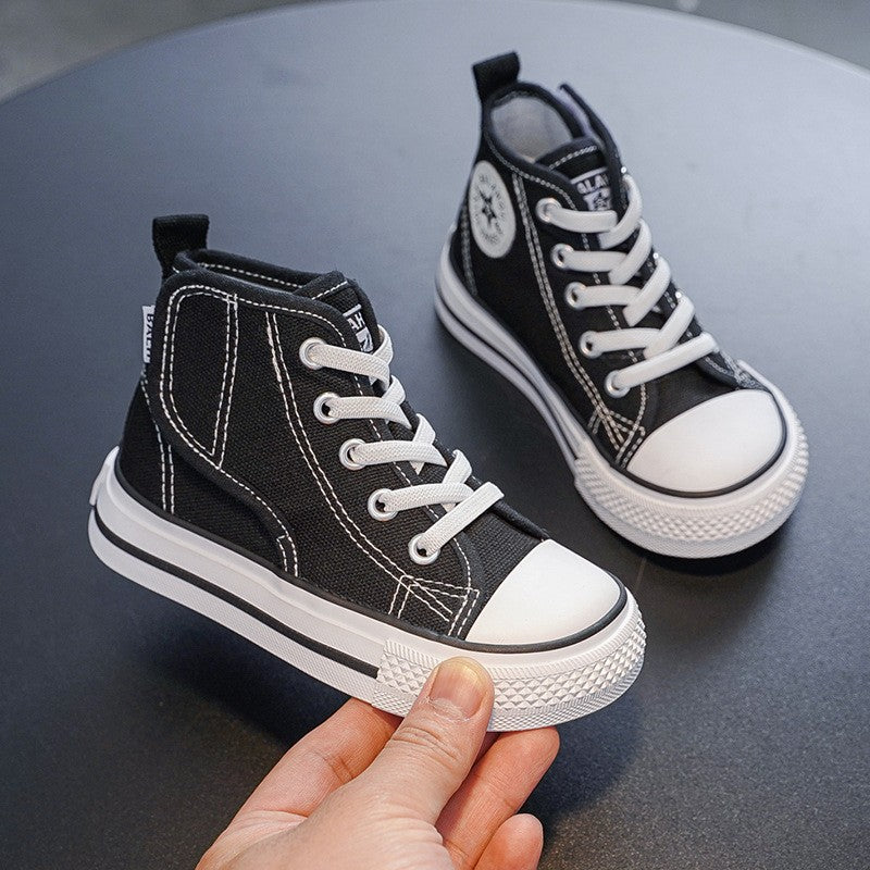 Spring and Autumn New Children's Canvas Shoes Boys High-Top White Shoes Girls Casual Shoes Parent-Child Shoes Board Shoes