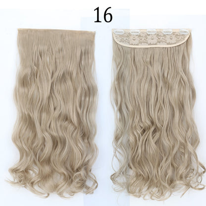Apliques de Cabelo Sintético Liso Comprido de 5 Clipes 22'' Fibra de Alta Resistência ao Calor Preto Castanho Loiro