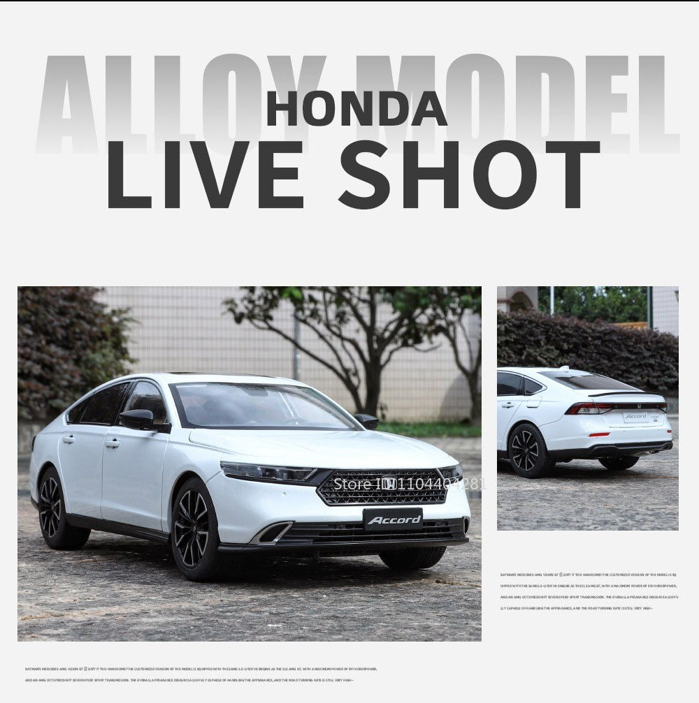 1:18 HONDA Accord Liga Miniatura Modelo Diecast Brinquedo Porta Aberta Som Luz Puxar para Trás Direção Roda Dianteira Presente de Aniversário Clássico