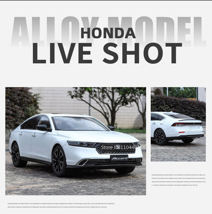 1:18 HONDA Accord Liga Miniatura Modelo Diecast Brinquedo Porta Aberta Som Luz Puxar para Trás Direção Roda Dianteira Presente de Aniversário Clássico