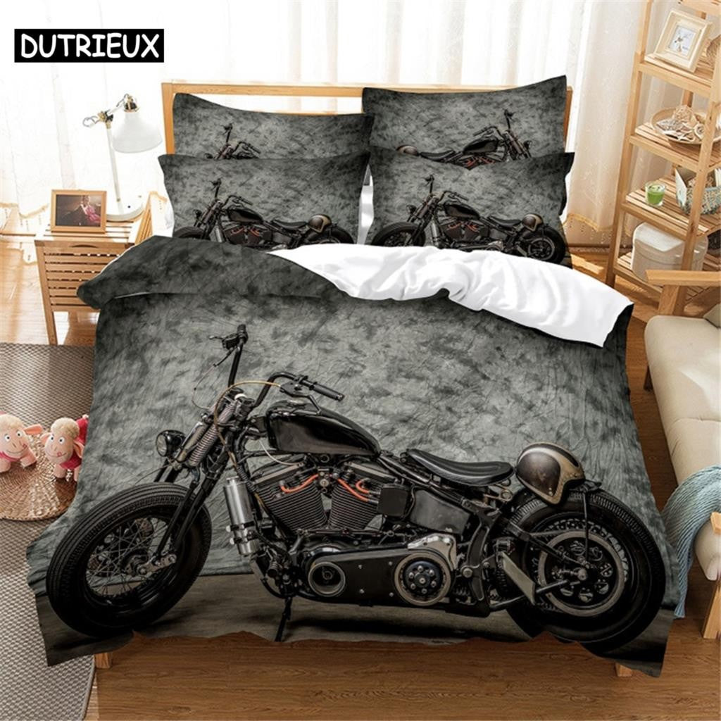 3D Motorcycle Bedding Set Queen Bedding Duvet Cover Set Bedding Set Bed Cover Cotton Queen Bedroom Bed Cover Set Bed Set Bedding