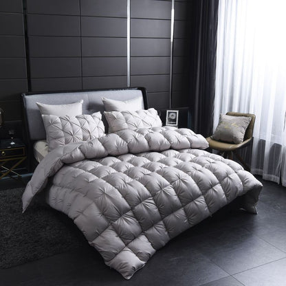 Edredom de Pluma de Ganso Branco Quente Inverno Grosso 3D Pão Edredom Plissado Cobertor Preenchimento para Colcha de Cama de Solteiro Casal