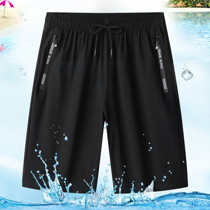 Quick Dry Shorts Men Summer Thin Short Pants Running Sports Bottom Gym Fitness Beach Zipper Pocket Loose Short Sweatpants Men