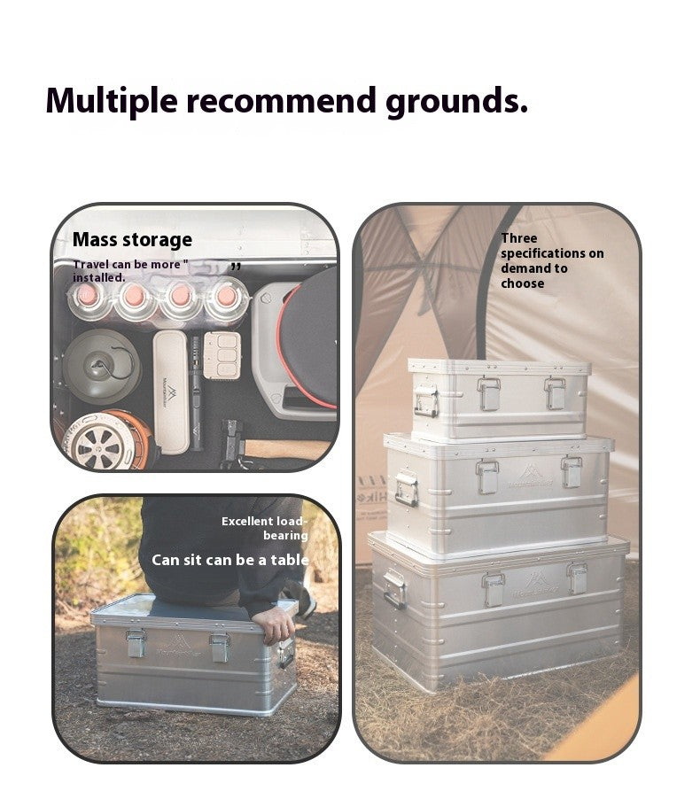MOUNTAINHIKER Outdoor Storage Box Camping Picnic Travel Aluminum Alloy Large Capacity Box Silver Storage Bag 30-80L