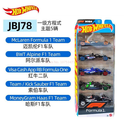 Hot Wheels X Formula 1 1/64 Collectible Car Toys 5 Packs Haas F1 Team Kick Sauber F1 Team Moneygram Theme Vehicle Gifts For Fans