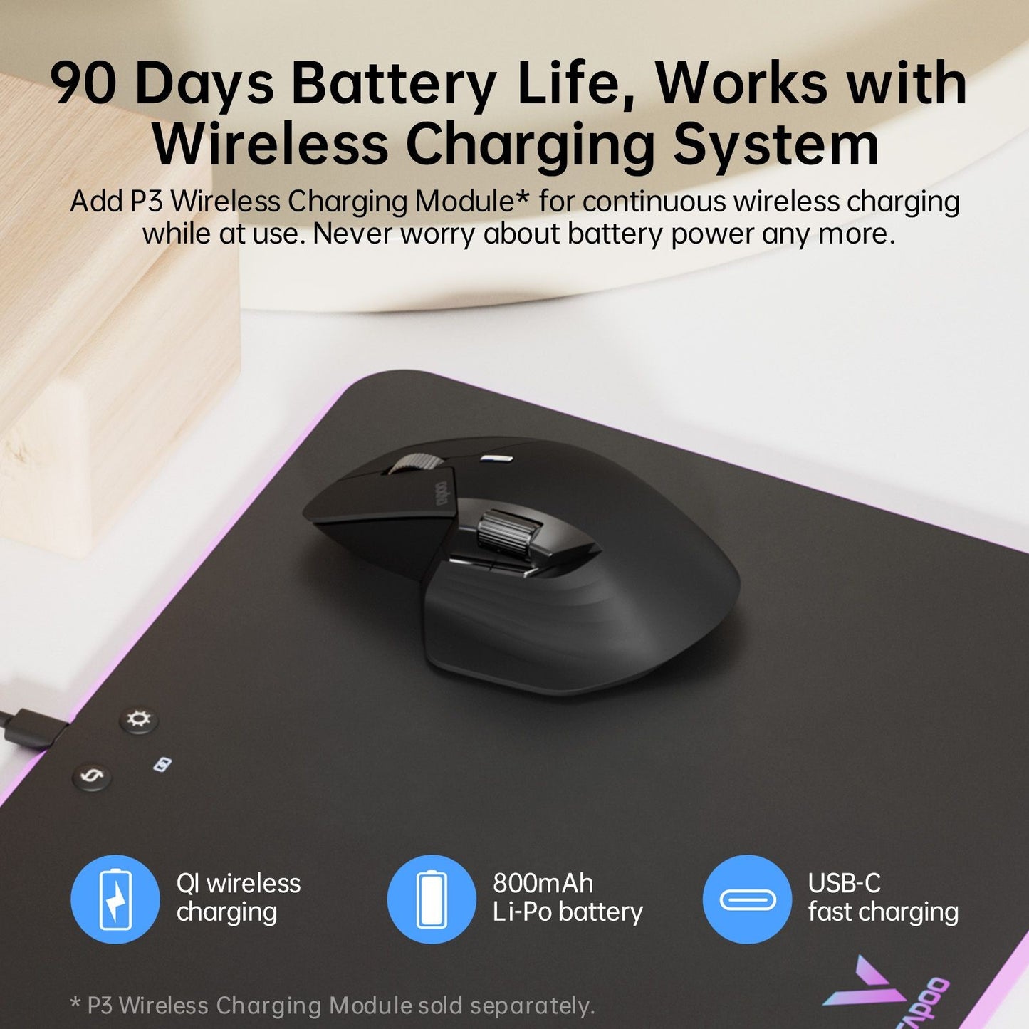 Rapoo MT760/MT760Mini Multi-mode Rechargeable Wireless Bluetooth Mouse Ergonomic 4000 DPI Support Up to 4 Devices Office Mice