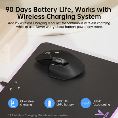 Rapoo MT760/MT760Mini Multi-mode Rechargeable Wireless Bluetooth Mouse Ergonomic 4000 DPI Support Up to 4 Devices Office Mice