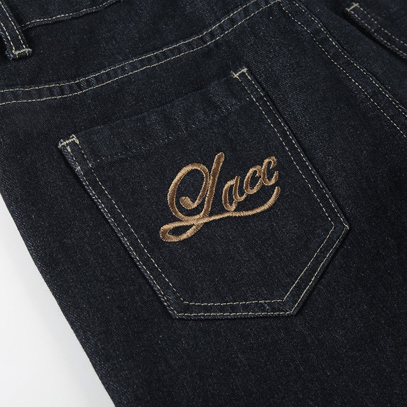 Women's Slim Fit Flared Jeans Y2K Vintage Low Rise Stretch Denim Pants with Embroidery Distressed Style for Everyday Outfits