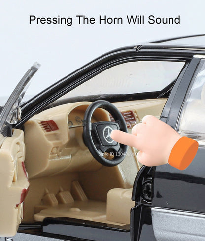 1:24 W140 Miniatura de Brinquedo Modelos de Carro Liga Fundido Som Luz 6 Portas Abertas Puxar para Trás Pneus de Borracha Modelos de Veículos para Meninos Presentes