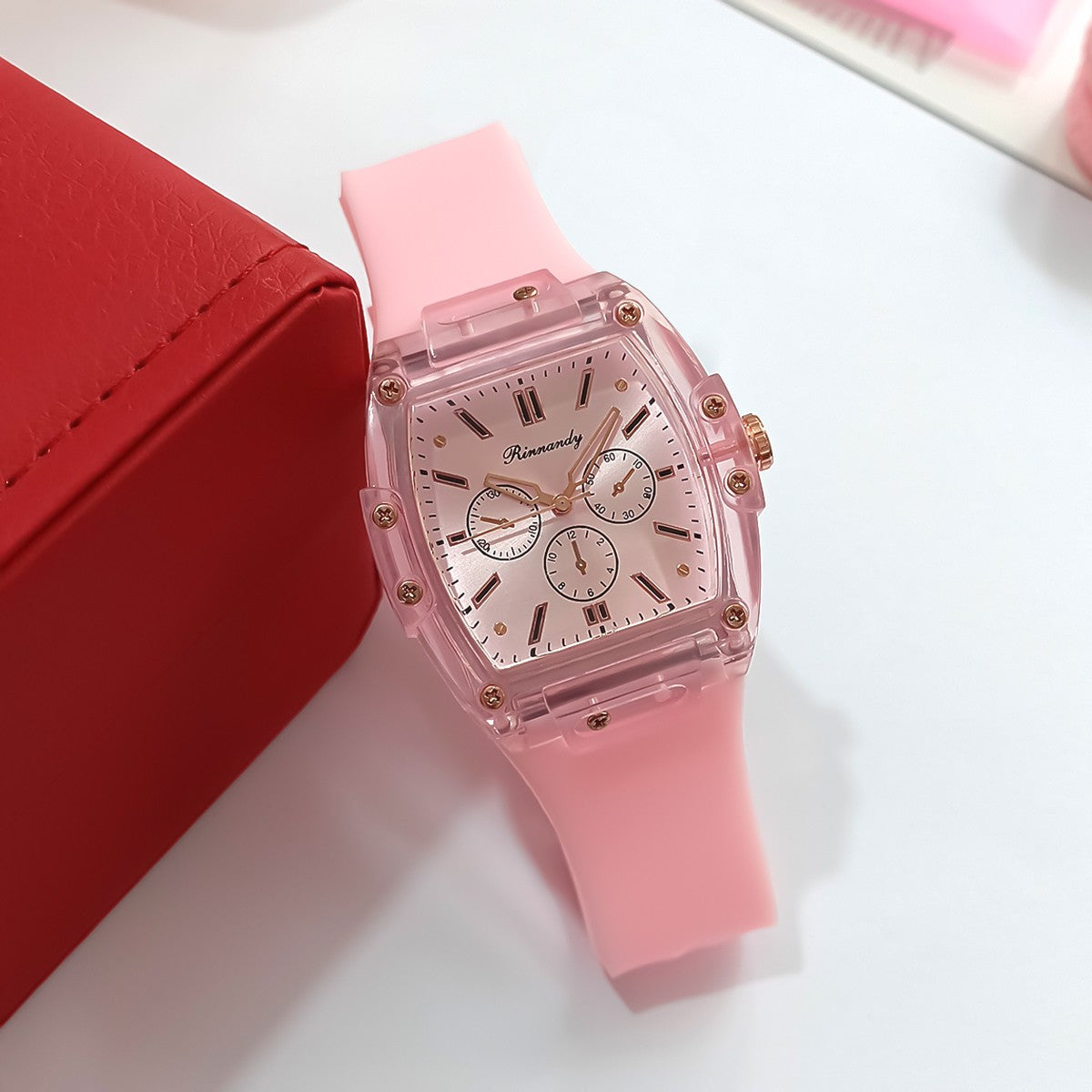 Cross border foreign trade new sports and leisure square silicone scale three eye women's quartz watch manufacturer in stock