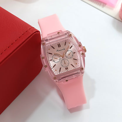 Cross border foreign trade new sports and leisure square silicone scale three eye women's quartz watch manufacturer in stock