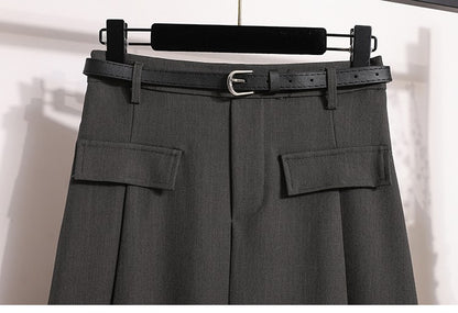 Plus Size Suit Skirts Autumn Winter Fashion New A-line Temperament Large Size Skirt Women's Solid Simplicity Casual Chic Skirt