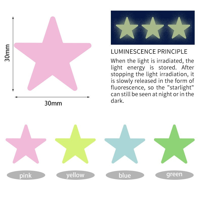 100pcs Luminous Wall Stickers Stars shine in the dark Sticker Decals for Kids Baby rooms Colorful Fluorescent Stickers Home deco