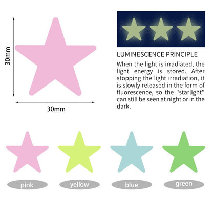 100pcs Luminous Wall Stickers Stars shine in the dark Sticker Decals for Kids Baby rooms Colorful Fluorescent Stickers Home deco