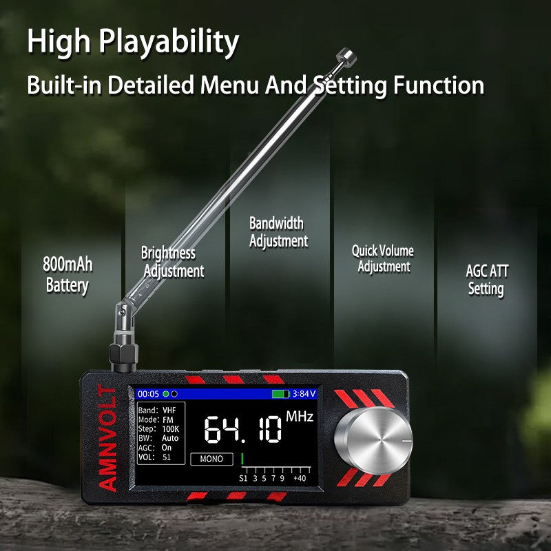 Rádio DSP de Banda Completa AMNVOLT ATS MINI SI4732, Receptor de Bolso FM AM MW SW SSB, com Amplificador de Fone de Ouvido Hi-Z
